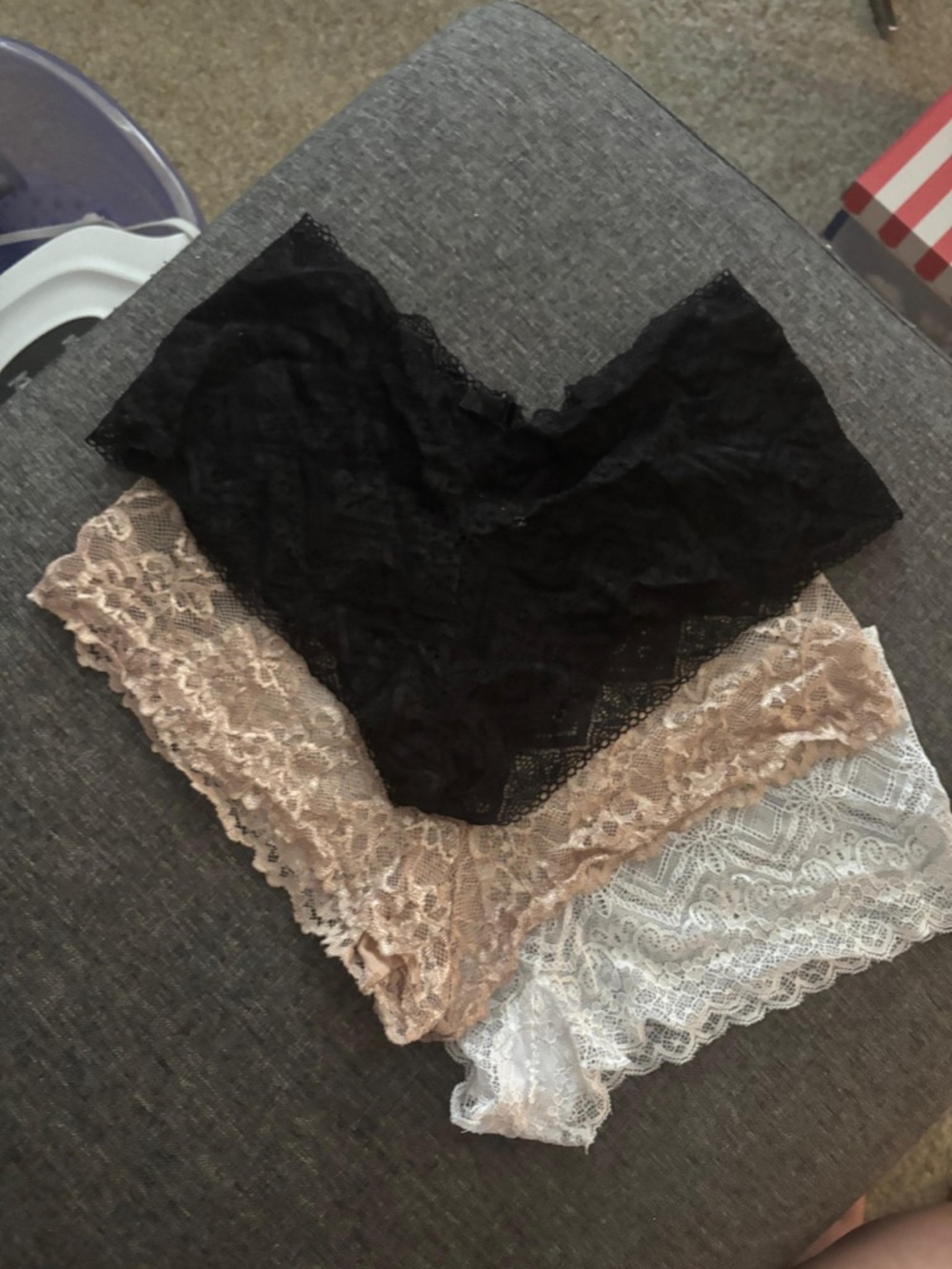 Lace Cheeky Hipster Panty Trio - Black, Nude, White